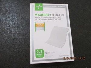 Maxorb Extra Alginate Wound Dressing with Antimicrobial Silver 2” x 2”  10 each - Picture 1 of 4