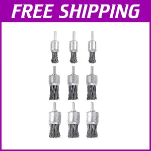 High RPM 9 Pack Wire Brush Set - Metal Brushes for Fast Deburring and Cleaning - Picture 1 of 9