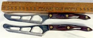 PAIR OF 2 Cutco 1764 KQ Traditional Cheese Knife 5.4 Blade Classic Brown Handle - Picture 1 of 10