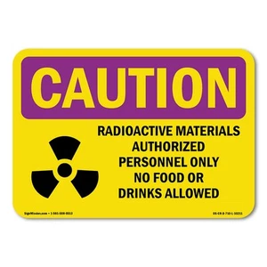 Señal de radiación de precaución autorizada por materiales radiactivos OSHA calcomanía de metal y plástico - Imagen 1 de 5