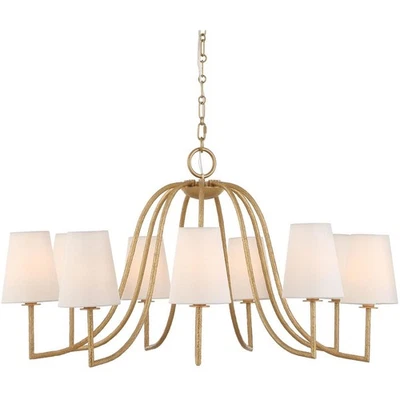 Uttermost 21399 塞维利亚 9 灯 42 英寸纹理金色吊灯吸顶灯 — 第 1/4 张图片