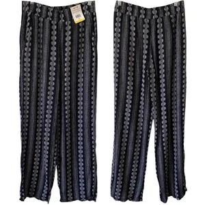 Pantaloni NUOVI TRE PUNTI elasticizzati fluidi leggeri pull on stampati neri taglia small - Foto 1 di 4