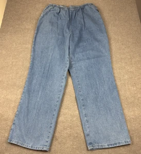 Schicke bequeme Damenjeans zum Überziehen 20 W plus blau Denim Taschen elastischer Bund neu mit Etikett - Bild 1 von 14