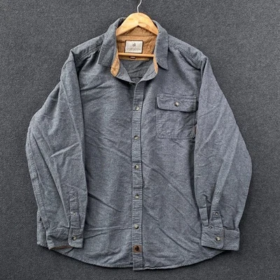 Legendary Whitetails Mens XL Long Sleeve Buck Camp Shirt Grey Flannel Pocket - Image 1 of 4