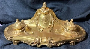 Antique Old Gilt Bronze E. F Caldwell & Co New York Art Nouveau Inkwell Rococo - Foto 1 di 24