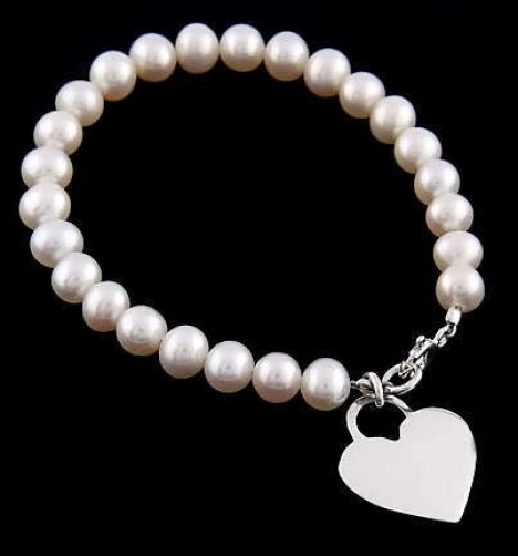 SILVER CULTURED FRESHWATER PEARL CHILD BRACELET FREE ENGRAVE 7" - Image 1 of 1