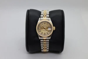 ROLEX LADIES DATEJUST CHAMPAGNE DIAMOND 2 TONE 18K YELLOW GOLD 69173 WATCH - Picture 1 of 7