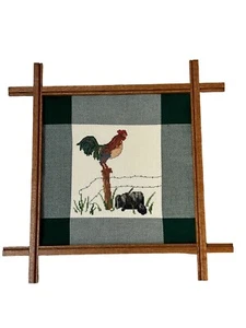 Vintage Dale Burnett Pattern Cross Stitch Framed Rooster Art By Edith Happs 1987 - Picture 1 of 2