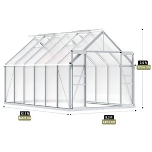 12x8x7ft Heavy Duty Greenhouse Outdoor Galvanized Steel Waterproof Polycarbonate - Picture 1 of 11
