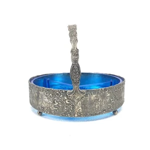 Barbour Silver Co. 3206 Silver Plated Dutch Repousse Basket Divided Relish Dish - Picture 1 of 12