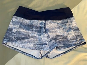 Women's Lululemon Run Times ll 4” Lined Shorts Blue Size 4 - Picture 1 of 5