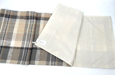 POTTERY BARN 18”x108” MONTECITO PLAID COTTON/LINEN TABLE RUNNER GRAY Beige - Image 1 of 4