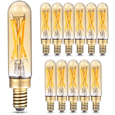 12-Pack T25 Tubular Edison Bulbs, Dimmable T6 LED Bulb, 4.5W, Amber Warm Glass - Image 1 of 4