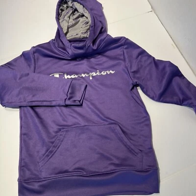 Champion Sudadera con Capucha Púrpura Niños 10/12 Unisex Bling Plata Letras Foto 1 de 4