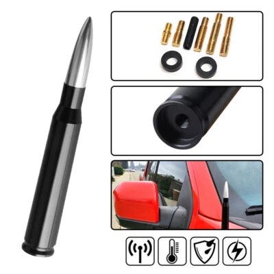 50 Cal Aluminum Bullet Short Antenna Silver Kit Fit For Dodge Ram 1500 2500 3500 - Imagem 1 de 4