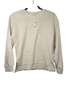 Gap Kids Brushed Fleece Sweatshirt With Side Slits Size XL Oatmeal Heather Beige - Picture 1 of 8