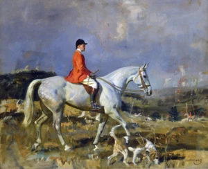 Portrait Mr. Bayard Tuckerman Munnings fox hunting ceramic tile mural backsplash - Picture 1 of 8
