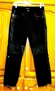 RARE KARA SZ 29 X 26 TUXEDO ANKLE PANTS W SILVER STUDS/RHINESTONES/SIDE ZIPPERS - Picture 1 of 9