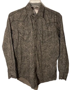 PANHANDLE Rough Stock Rockabilly Pearl Snap Western Shirt-Black/Brown Paisley-M - Picture 1 of 6