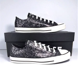 Converse Women's CTAS Low Top Glitter Sneaker Black Size 11 Shoes A11138C NEW - Picture 1 of 10