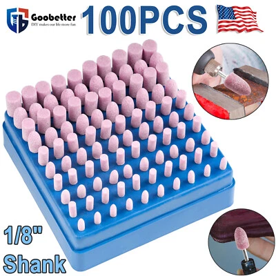 GOOBETTER 100x Rotary Mounted Abrasive Grinding Stone Point Wheel Bits Set For Dremel Tool