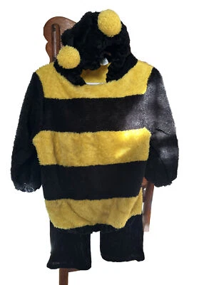 Disfraz de abejorro de 2 piezas niño pequeño capucha de piel sintética y antenas pantalones de terciopelo 🔥 Foto 1 de 4