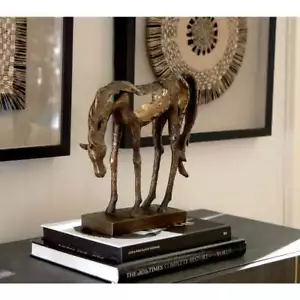 OFFEN GRASEND STRUKTURIERT INDUSTRIELL AUSSEHENDE 13" PFERD STATUE SKULPTUR - Bild 1 von 4