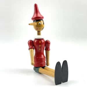 Vintage Pinocchio Holzfigur | Handgeschnitzt & bemalt | Bewegliche Glieder - Picture 1 of 10