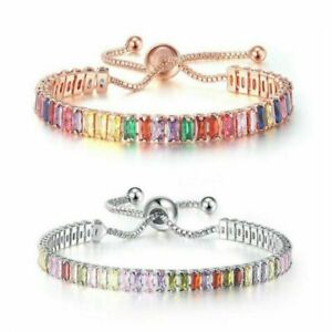 Elegant Zircon Crystal Bracelet Bangle Adjustable Women Wedding Jewelry Gifts