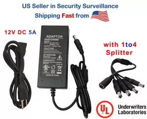 Adattatore Alimentatore Telecamera di Sicurezza CCTV 12V DC 5A Amper e Sdoppiatore da 1 a 4 - Foto 1 di 5