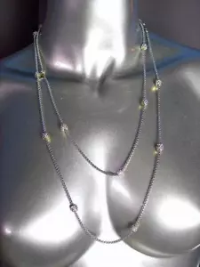 Atemberaubende 18kt vergoldete Kristalle 16 Charms Silber Box Kette lang 54" Halskette - Bild 1 von 10