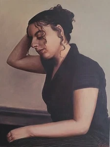 Thoughts, Original Oil painting, Contemporary, Size 14"x18", Portrait, 2022,US - Bild 1 von 3