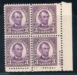 US Stamp #635a Lincoln 3c - PSE Cert -Plate Block of 4 #21186 - MNH - See Desc. - Picture 1 of 2