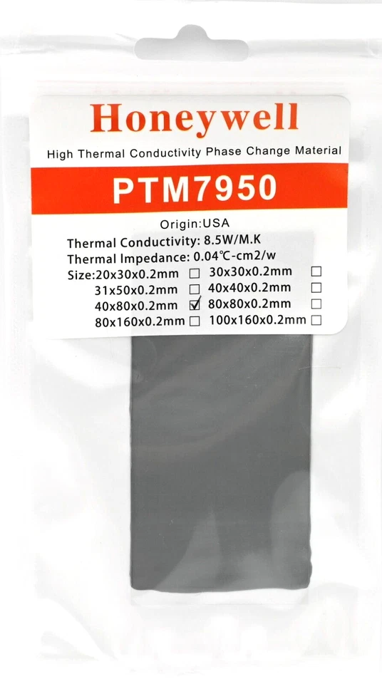 Honeywell PTM7950 40x80mm Phase Change Thermal Paste Laptop CPU Graphics - Image 1 of 1