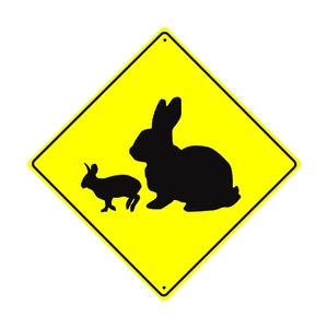 Letrero de metal de aluminio diamante Rabbit with Bunny Xing Animal Crossing Road 12x12 - Imagen 1 de 1