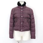 PRADA Mink krótka kurtka puchowa cały wzór fioletowy nylon rozmiar 38 dla kobiet