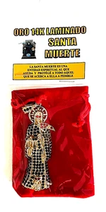 DIJE DE LA SANTA MUERTE CHAPADO EN ORO DE 14K NEGRO 2.5" (8158) - Imagen 1 de 2