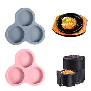 Air Fryer Egg Mold 2pcs Reusable BPA-Free Silicone Baking Cups Non-Stick 3-Ch... - Picture 1 of 8