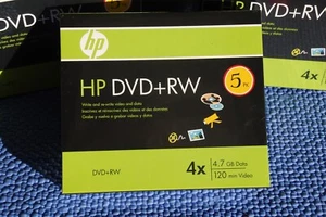 5-Pack HP 4x DVD+RW DVDRW ReWritable Blank Disc Media 4.7GB Factory Seal - Picture 1 of 6