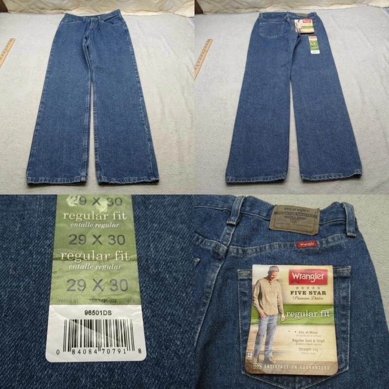 Mens Wrangler 5 Star Regular Fit Denim Blue Jeans Size 29 X 30