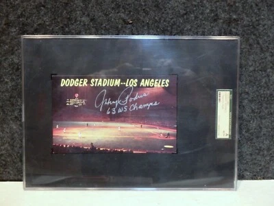VINTAGE DODGERS JOHNNY PODRES AUTOGRAPH SIGNED POSTCARD JSA COA - Image 1 of 4