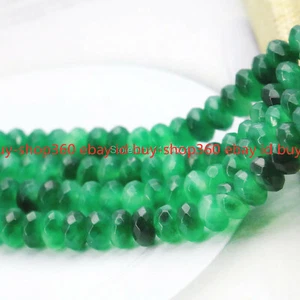 Charming 5x8mm Faceted Green Jade Rondelle Gemstone Loose Beads 15" - Picture 1 of 12