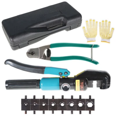 10T Hydraulic Crimper Crimping Tool Wire Battery Cable Lug Terminal W/ 9 Dies - Image 1 of 4