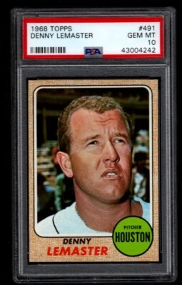 1968 Topps Denny Lemaster  #491  PSA 10 - Image 1 of 2
