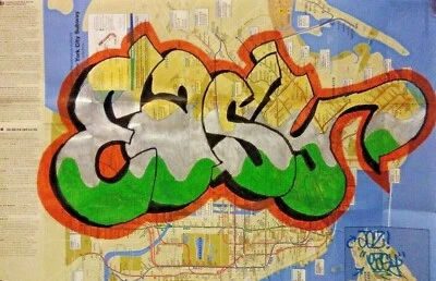 FÁCIL LEYENDA DEL GRAFFITI DE NYC con arte callejero urbano JOZ ORIGINAL M/M MAPA DEL METRO ÚNICO EN SU CLASE Foto 1 de 4