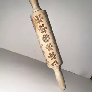 Wooden Rolling Pin Engraved Embossing Christmas Holiday Pattern for Baking - Picture 1 of 7