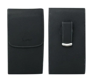 For Apple iPhone SE Black Leather Belt Clip Vertical Holster Pouch Case - Picture 1 of 4