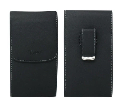 For Apple iPhone SE Black Leather Belt Clip Vertical Holster Pouch Case  - Image 1 of 4