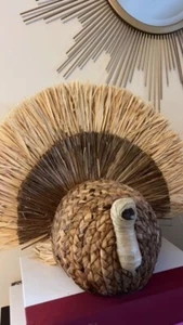 Autumn Woven Rattan Turkey Centerpiece 10" Thanksgiving Fall Decorative Harvest - Picture 1 of 11