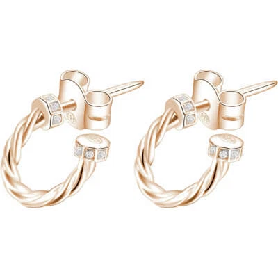 Orecchini cerchi piccoli donna in argento rosa e zirconi Rosato RZO002 - Immagine 1 di 2